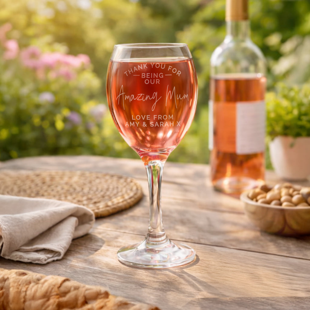 Personalised Thank you Wine Glass