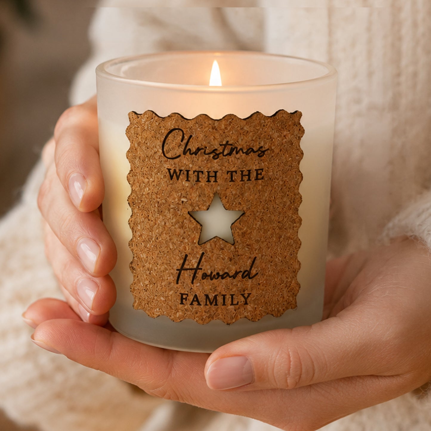 Personalised Star Cut Out Cork Label Candle Jar