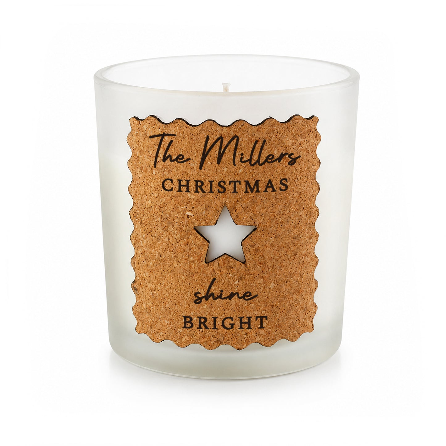 Personalised Star Cut Out Cork Label Candle Jar