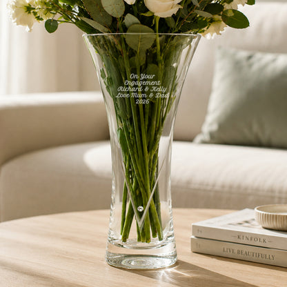 Personalised Large Hand Cut Diamond Effect Heart Vase