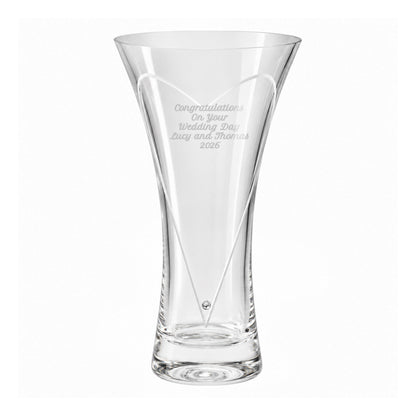 Personalised Large Hand Cut Diamond Effect Heart Vase