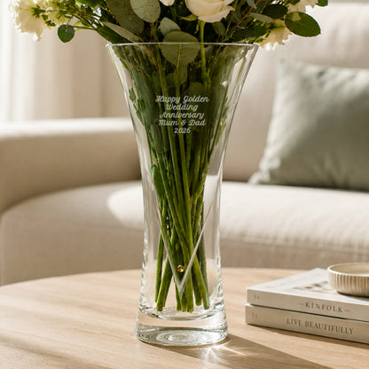 Personalised Large Hand Cut Gold Diamond Effect Heart Vase
