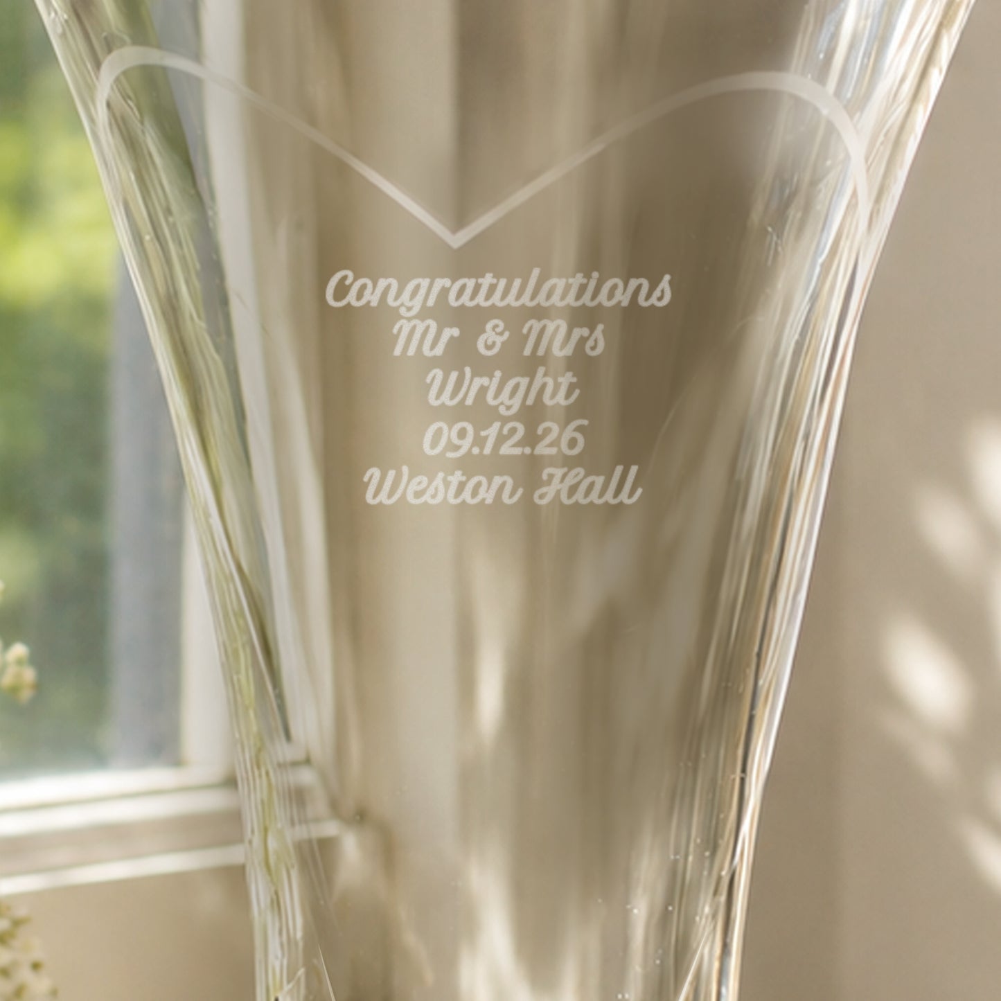 Personalised Large Hand Cut Gold Diamond Effect Heart Vase