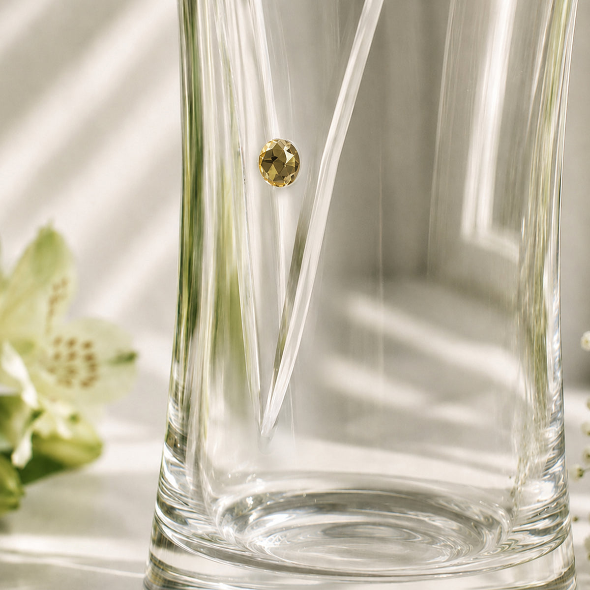 Personalised Large Hand Cut Gold Diamond Effect Heart Vase