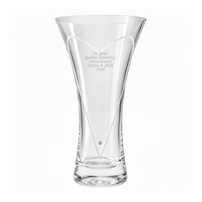 Personalised Large Hand Cut Gold Diamond Effect Heart Vase