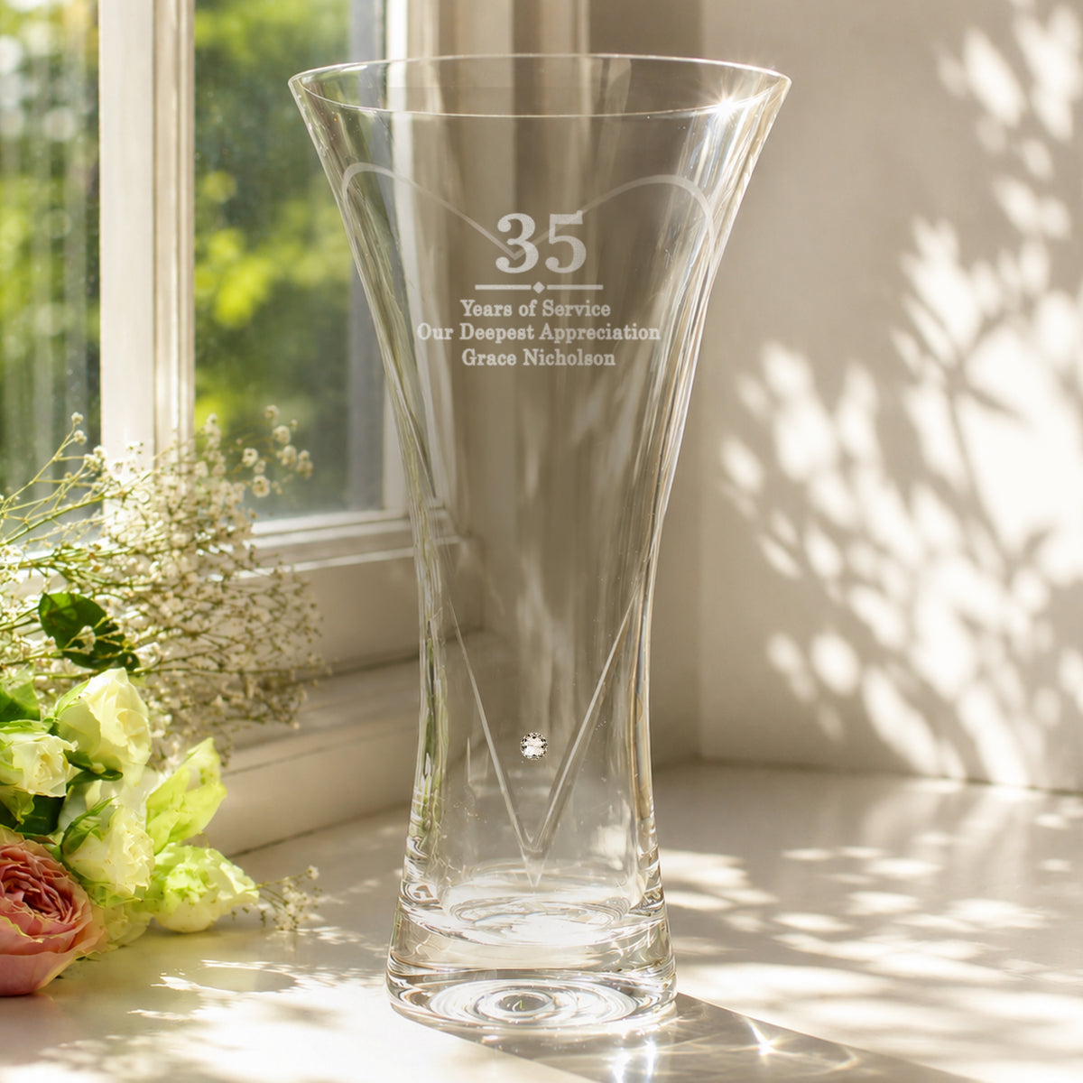 Personalised Special Year Diamond Effect Heart Vase