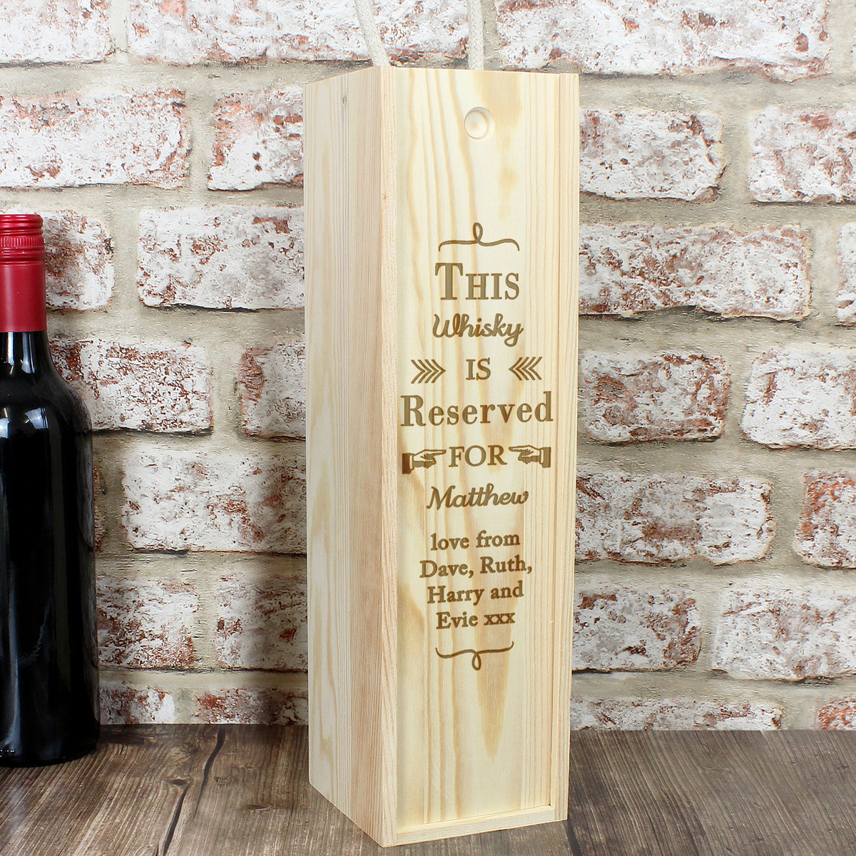 Personalised Reserved For Wooden Wine Bottle Box