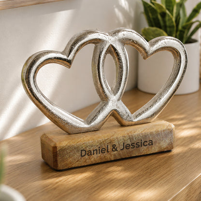 Personalised Free Text Double Heart Ornament