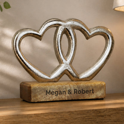 Personalised Free Text Double Heart Ornament