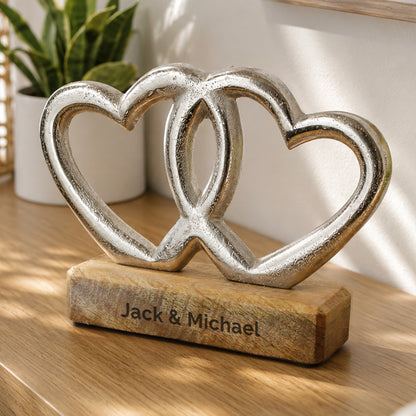 Personalised Free Text Double Heart Ornament