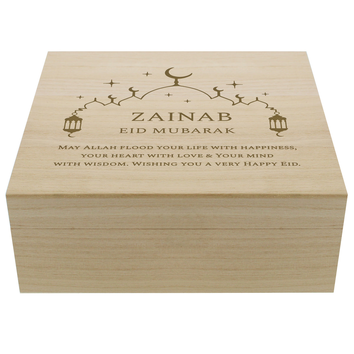 Personalised Eid and Ramadan Large Wooden Keepsake Box