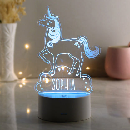 Personalised Unicorn LED Colour Changing Night Light