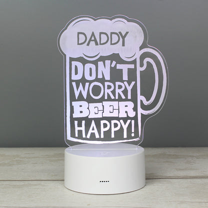 Personalised ""Beer Happy""  LED Colour Changing Light