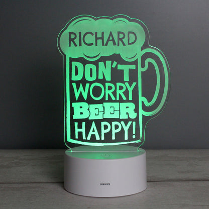 Personalised ""Beer Happy""  LED Colour Changing Light