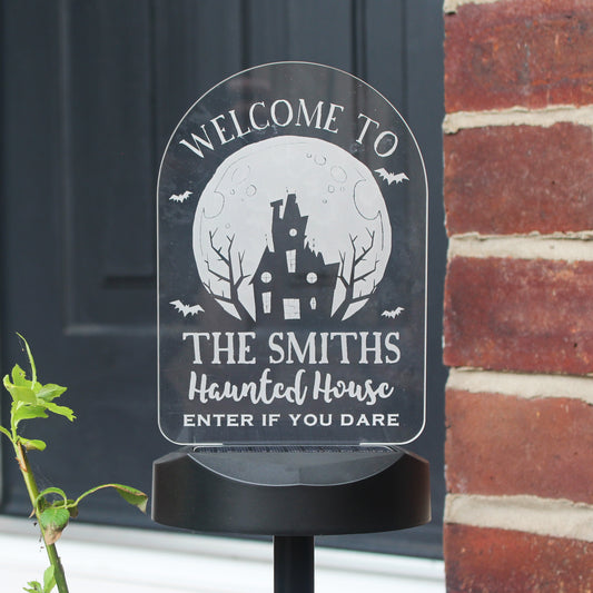 Personalised Haunted House Halloween Solar Light - Custom Outdoor Decor
