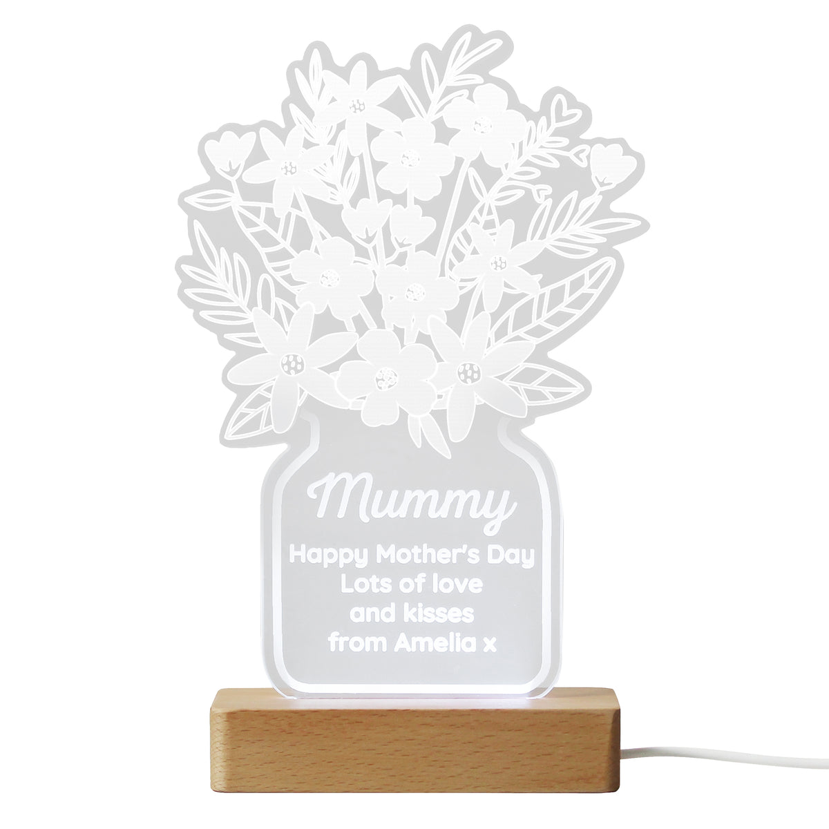 Personalised Flower Vase LED Light