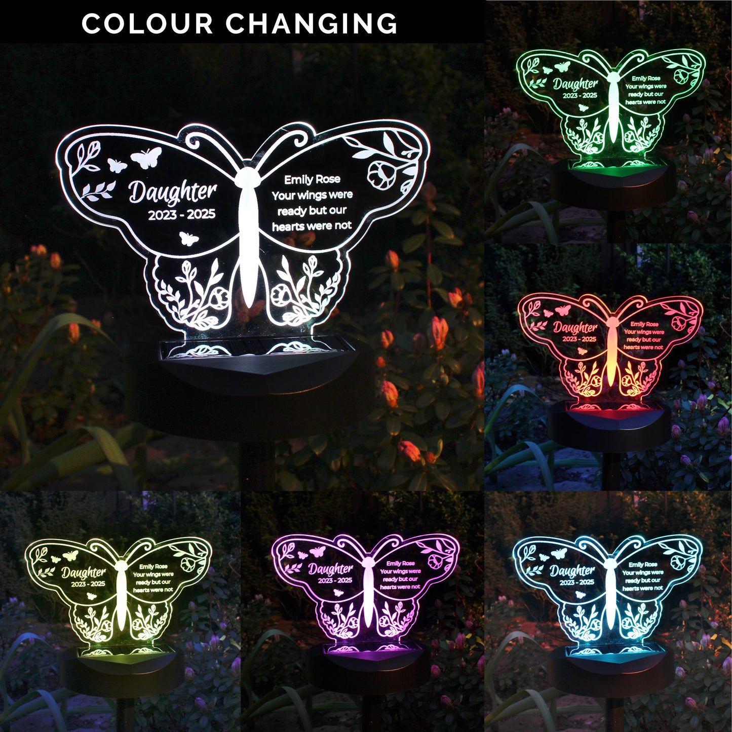 Personalised Butterfly Memorial Solar Light