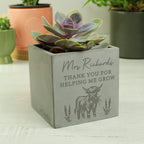 Personalised Highland Cow Concrete Plant Pot
