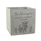 Personalised Highland Cow Concrete Plant Pot
