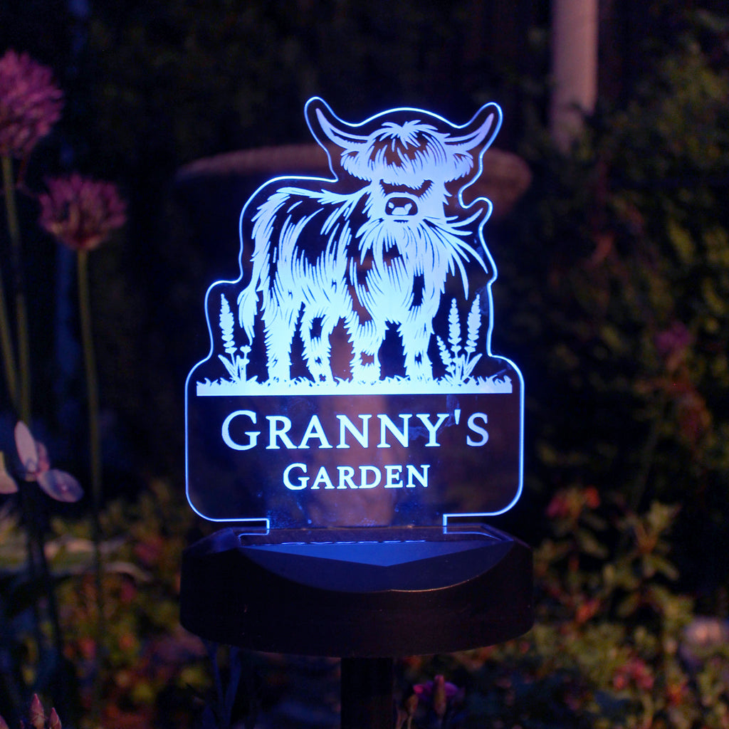 Personalised Highland Cow Garden Solar Light