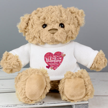 Personalised Valentines Day Confetti Hearts Teddy Bear