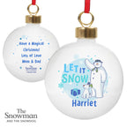 Personalised The Snowman and the Snowdog Blue Bauble