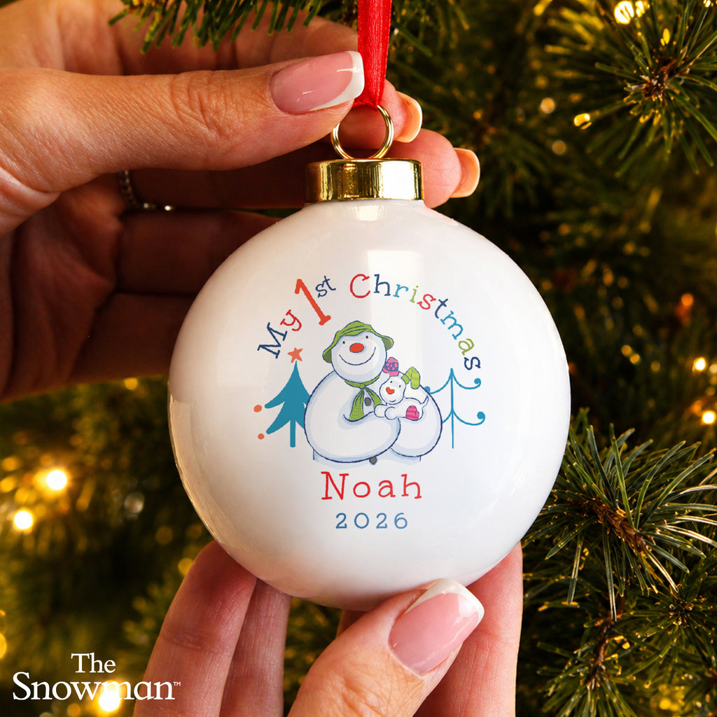 Personalised The Snowman My 1st Christmas Ceramic Bauble