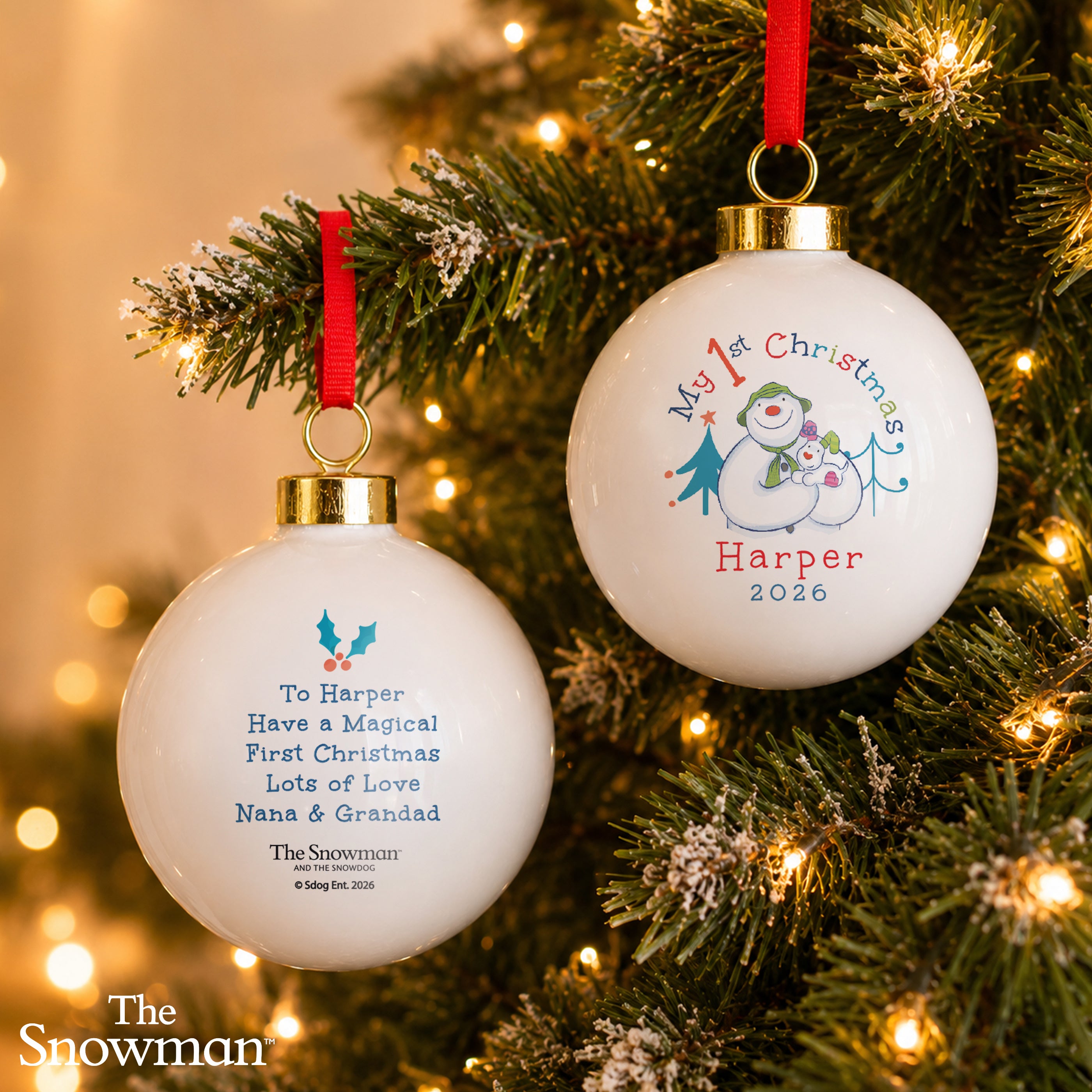 Personalised The Snowman My 1st Christmas Ceramic Bauble