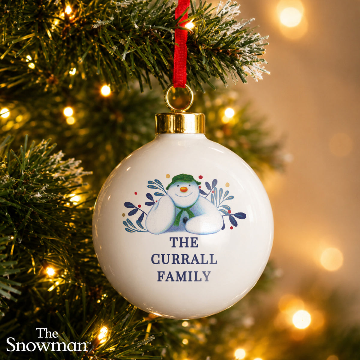 Personalised The Snowman Botanical Bauble