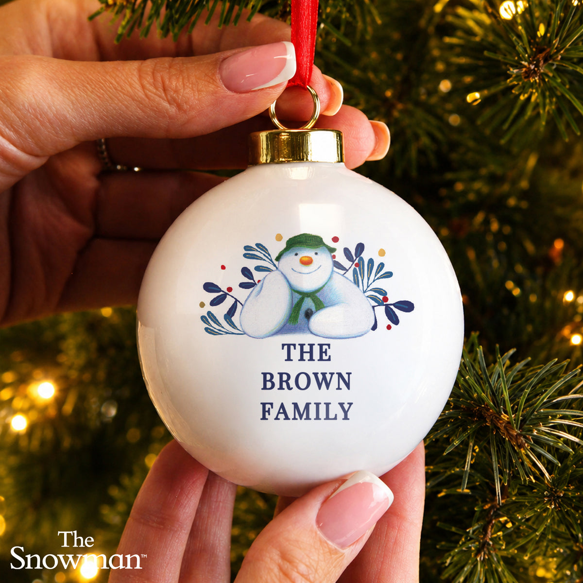 Personalised The Snowman Botanical Bauble