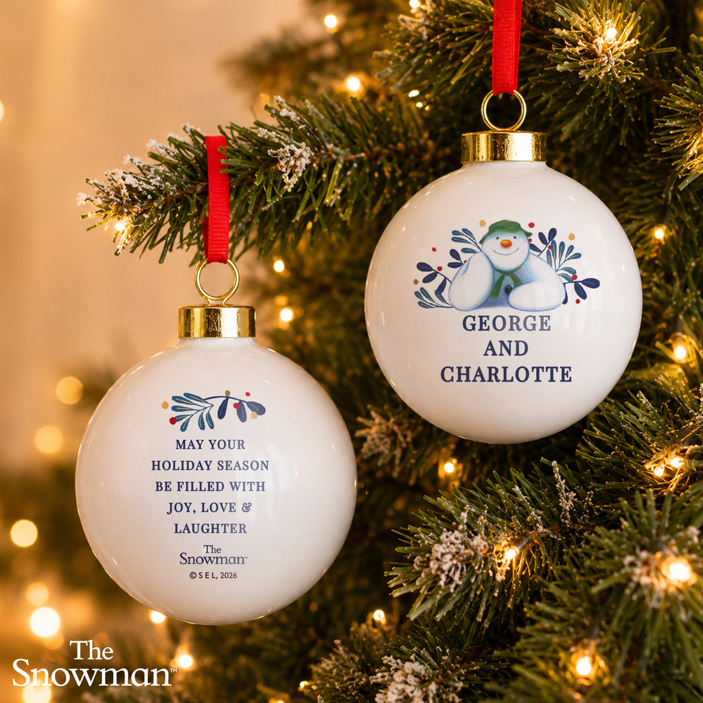 Personalised The Snowman Botanical Bauble