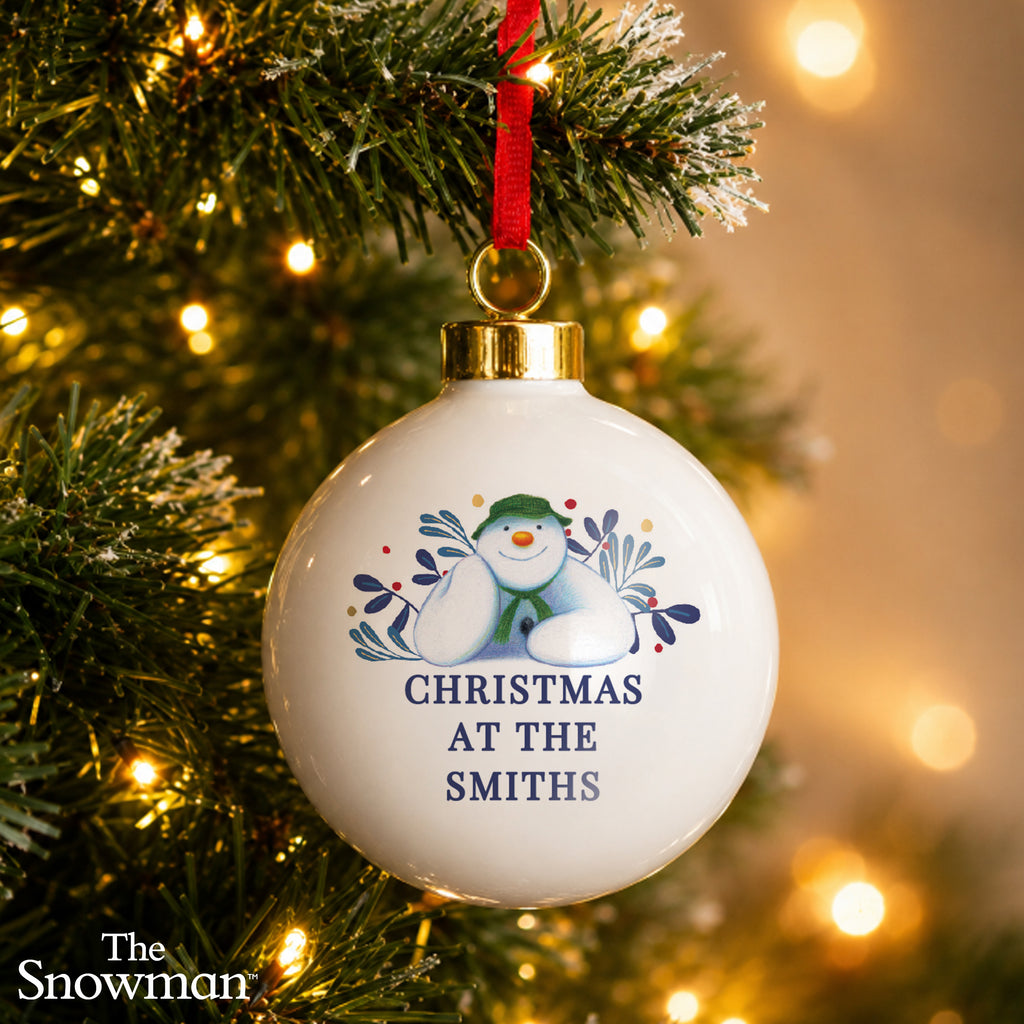 Personalised The Snowman Botanical Bauble