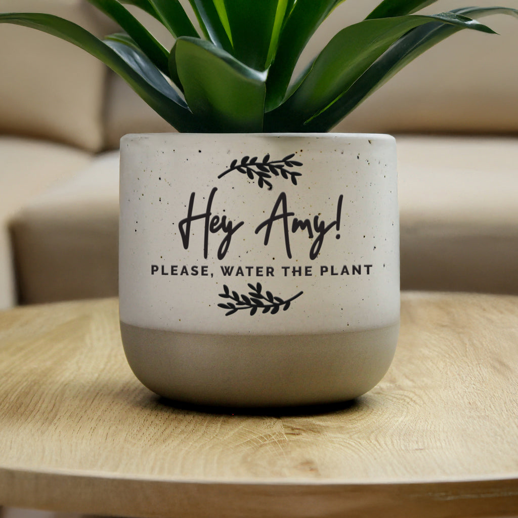 Personalised Botanical Flecked Plant Pot