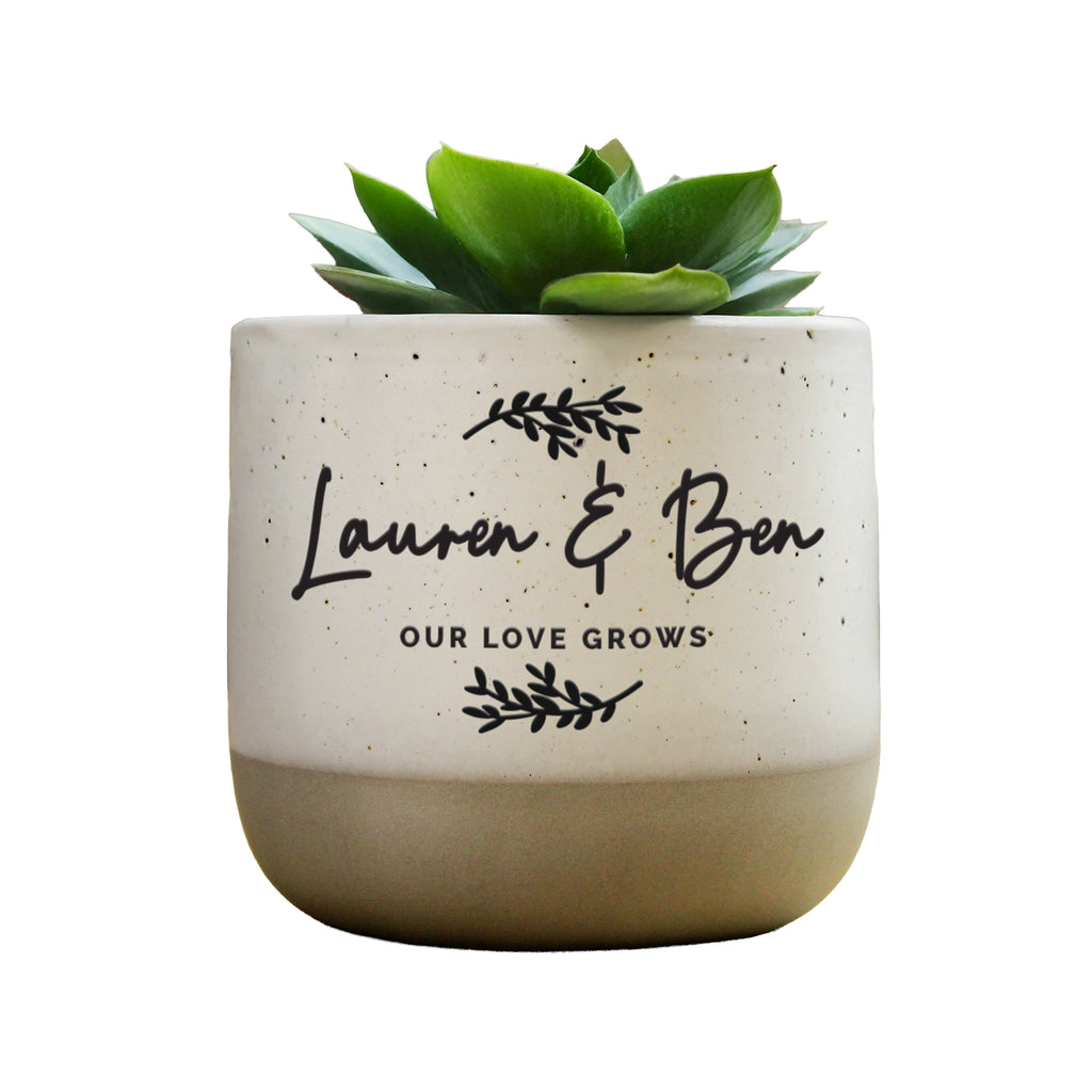 Personalised Botanical Flecked Plant Pot