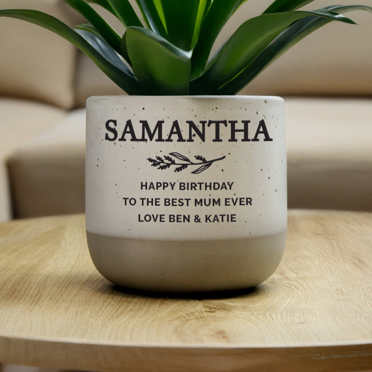 Personalised Memorial Flecked Plant Pot