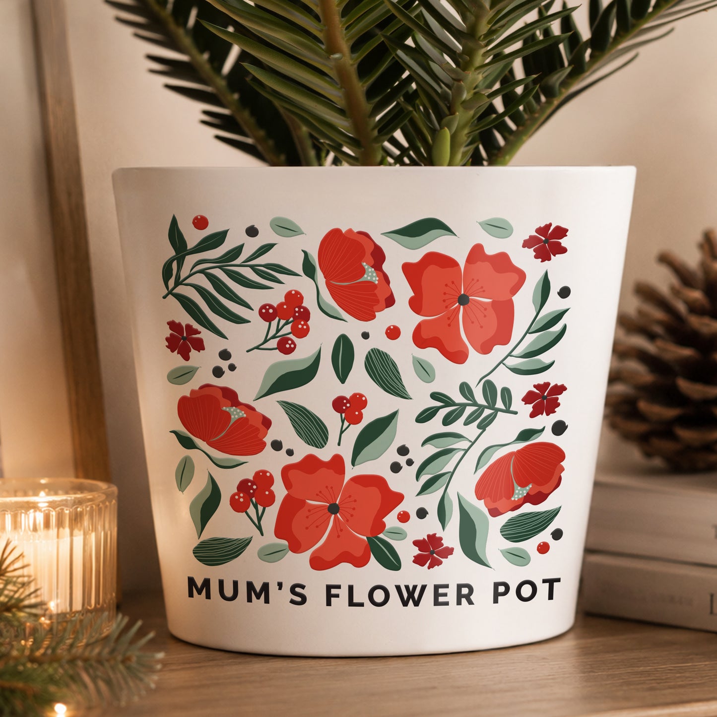 Personalised Poinsettia Large Plant Pot