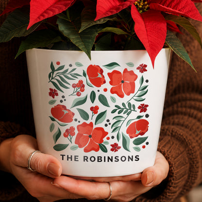 Personalised Poinsettia Large Plant Pot