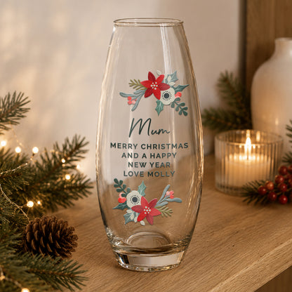 Personalised Poinsettia Bullet Vase