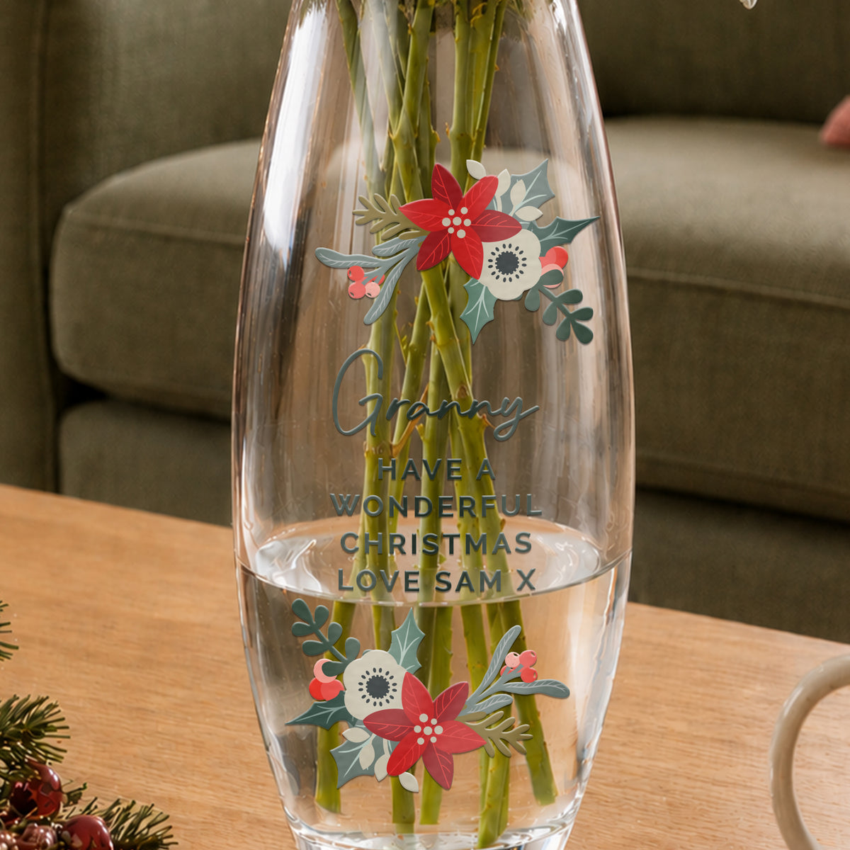 Personalised Poinsettia Bullet Vase