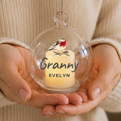 Personalised Robin Memorial LED Candle Bauble