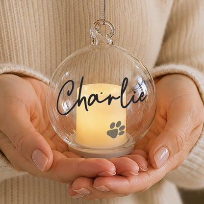Personalised Pawprint Memorial LED Candle Bauble