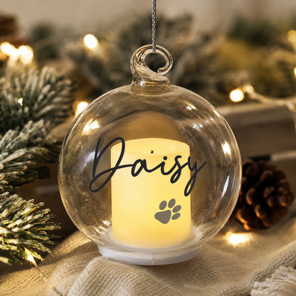 Personalised Pawprint Memorial LED Candle Bauble