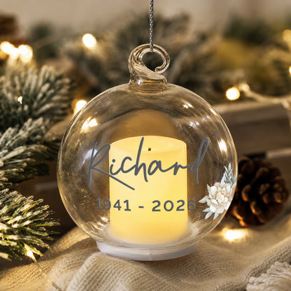 Personalised Floral Memorial LED Candle Bauble