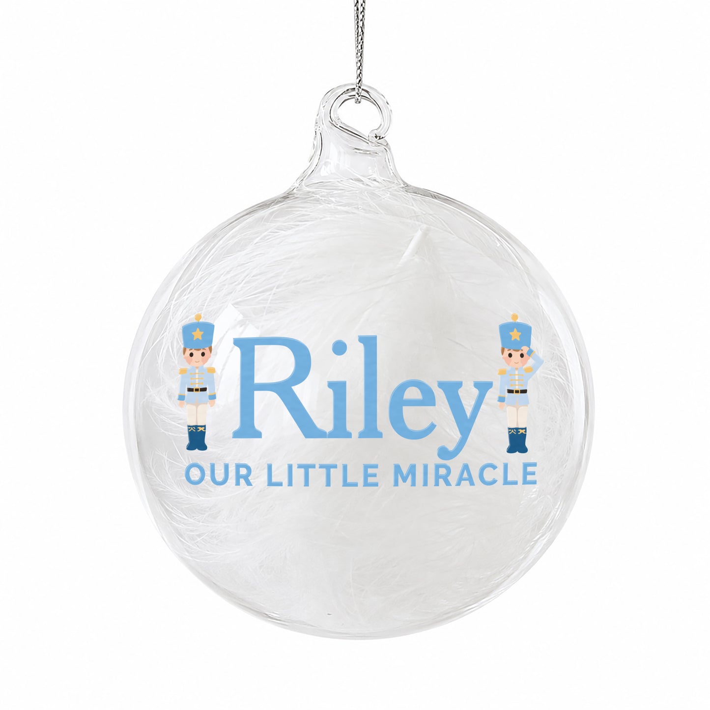 Personalised Nutcracker Characters White Feather Bauble