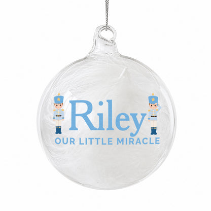 Personalised Nutcracker Characters White Feather Bauble
