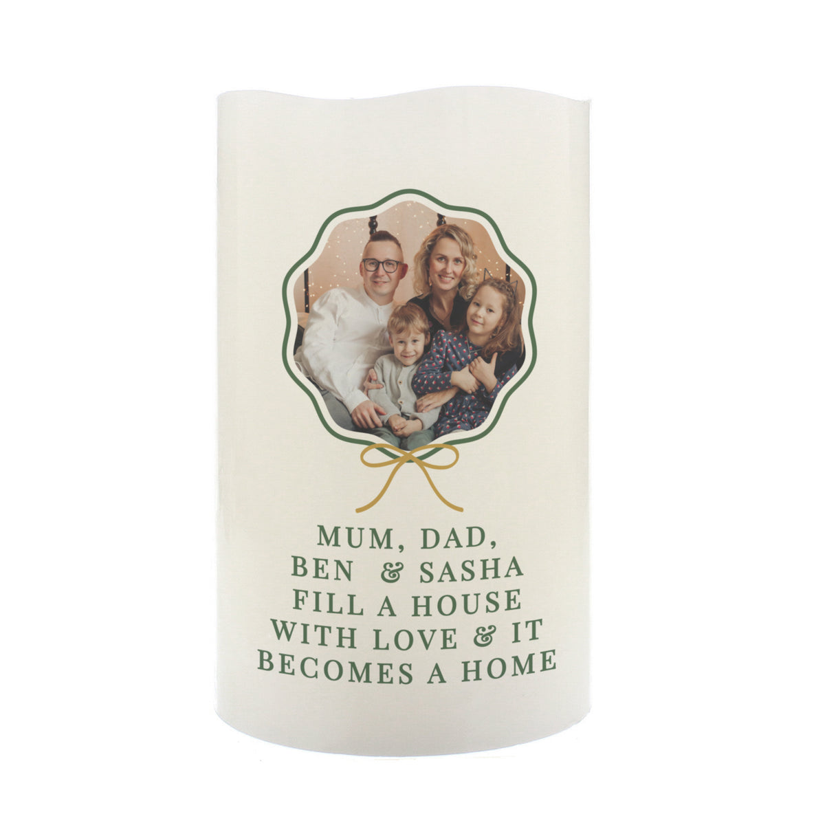 Personalised Scallop Bow Photo Upload LED Candle
