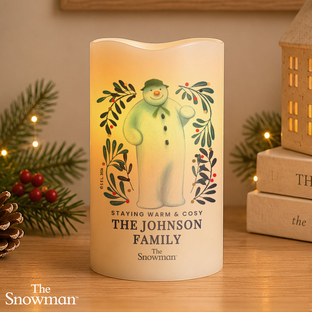 Personalised The Snowman Botanical LED Candle