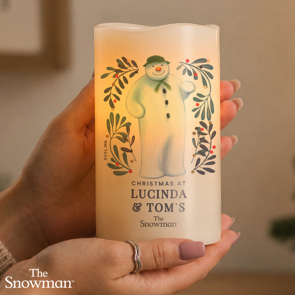 Personalised The Snowman Botanical LED Candle