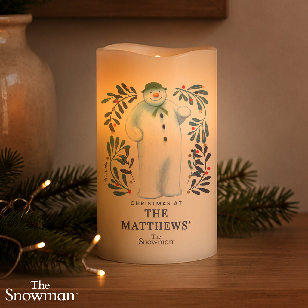 Personalised The Snowman Botanical LED Candle
