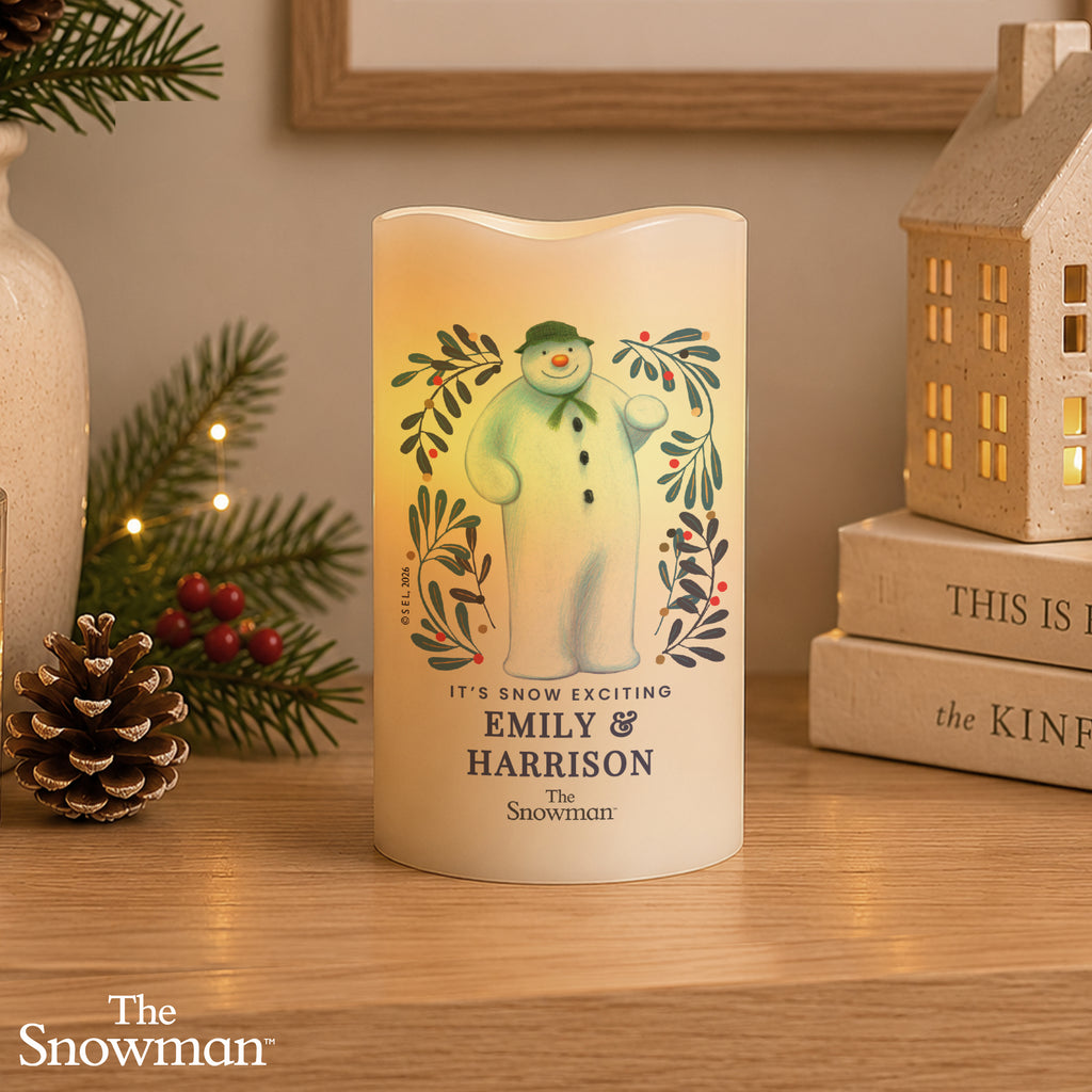 Personalised The Snowman Botanical LED Candle